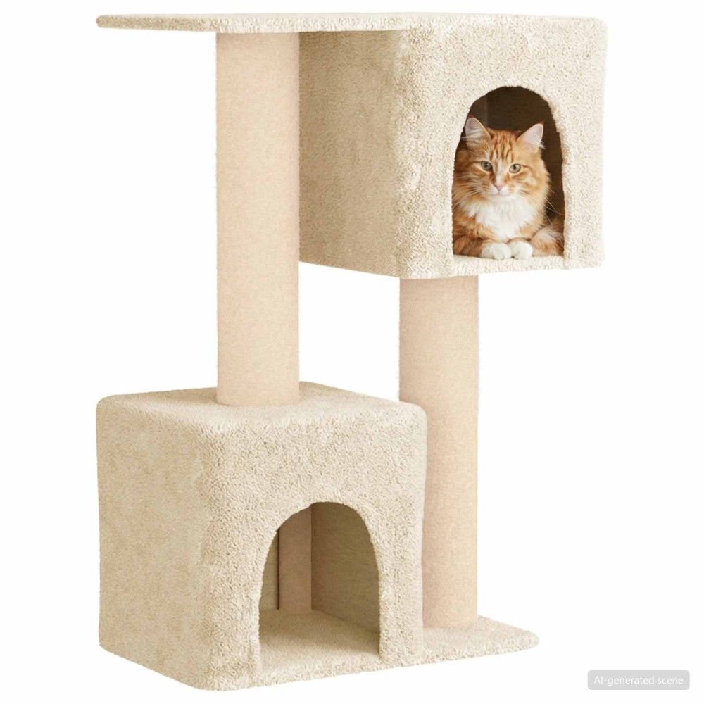 Produktbild för Kattträd med sisal klöspelare Gräddvit 114 cm