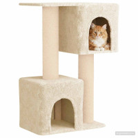 Produktbild för Kattträd med sisal klöspelare Gräddvit 114 cm