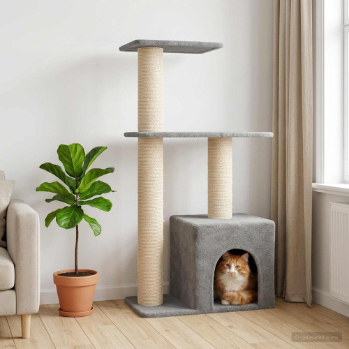 vidaXL Kattträd med sisal klöspelare Ljusgrå 133 cm