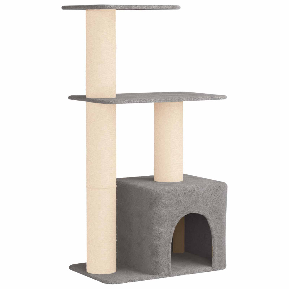 Produktbild för Kattträd med sisal klöspelare Ljusgrå 133 cm