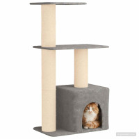 Produktbild för Kattträd med sisal klöspelare Ljusgrå 133 cm