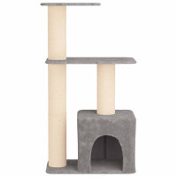 Produktbild för Kattträd med sisal klöspelare Ljusgrå 133 cm