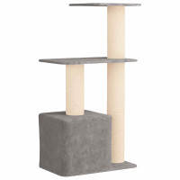 Produktbild för Kattträd med sisal klöspelare Ljusgrå 133 cm