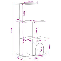 Produktbild för Kattträd med sisal klöspelare Mörkgrå 133 cm