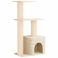 Produktbild för Kattträd med sisal klöspelare Gräddvit 133 cm