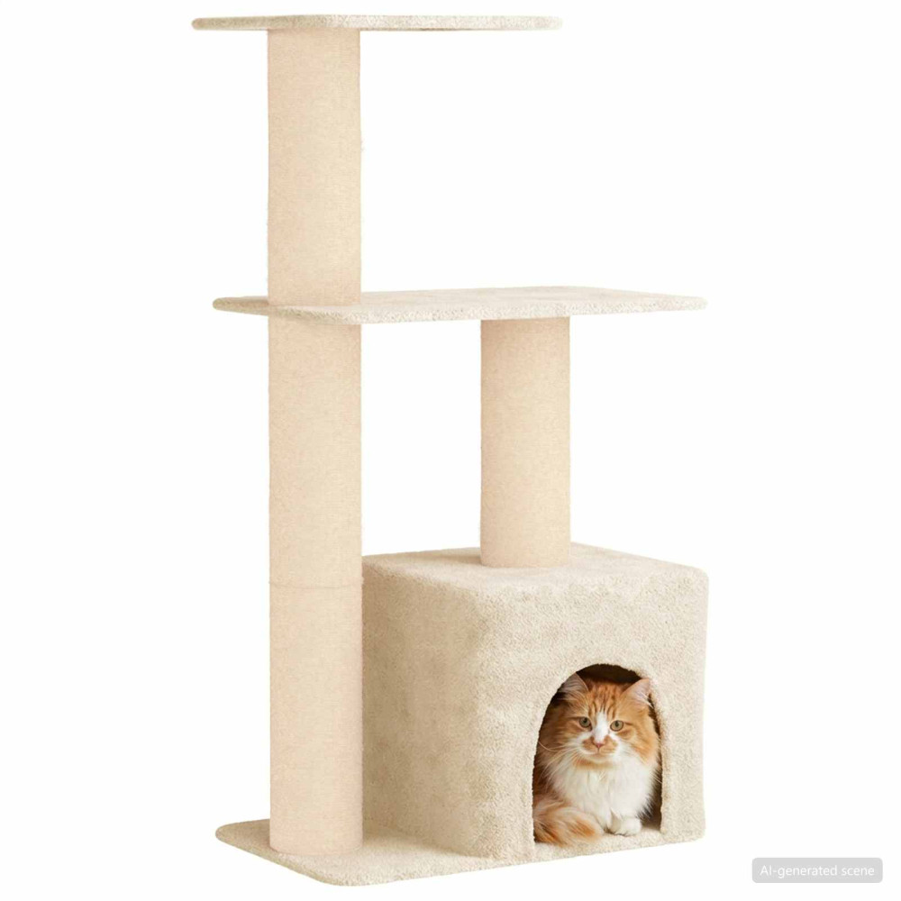 Produktbild för Kattträd med sisal klöspelare Gräddvit 133 cm