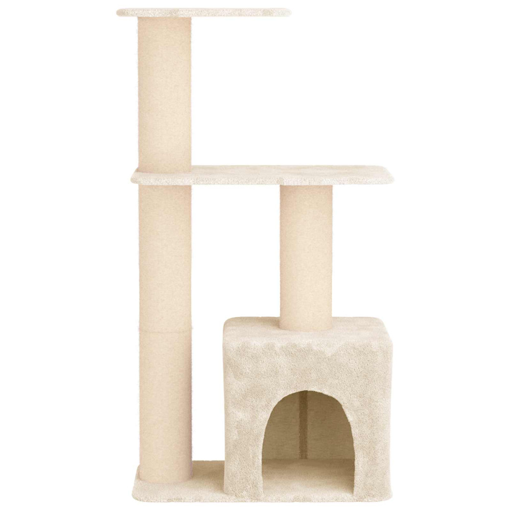 Produktbild för Kattträd med sisal klöspelare Gräddvit 133 cm