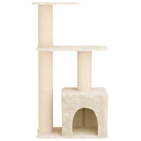 Produktbild för Kattträd med sisal klöspelare Gräddvit 133 cm