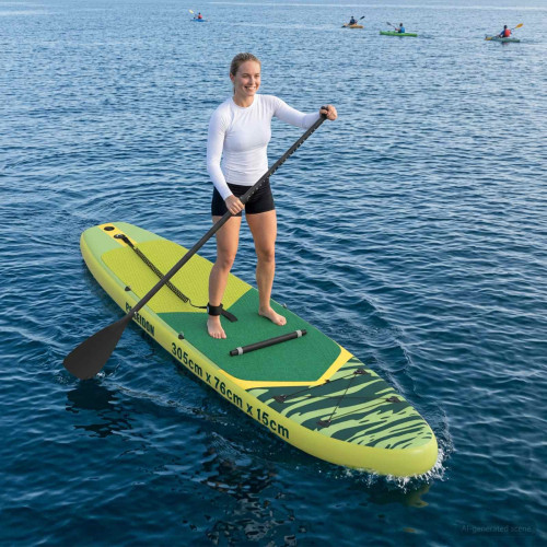 vidaXL SUP-bräda med sits 2-i-1 POSEIDON 305 x 76 x 15 cm Grön för