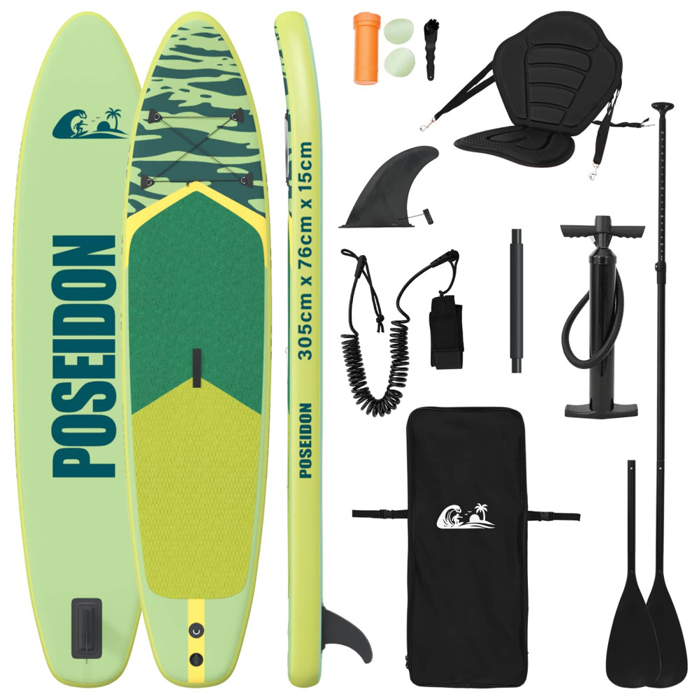Produktbild för SUP-bräda med sits 2-i-1 POSEIDON 305 x 76 x 15 cm Grön för