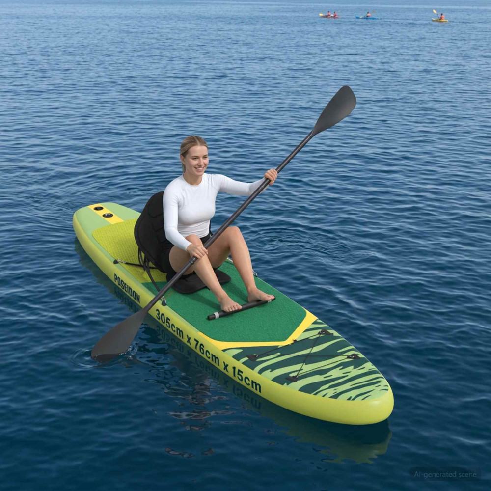 Produktbild för SUP-bräda med sits 2-i-1 POSEIDON 305 x 76 x 15 cm Grön för