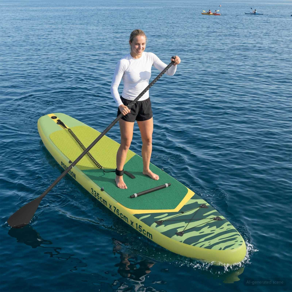 Produktbild för SUP-bräda med sits 2-i-1 POSEIDON 335 x 76 x 15 cm Grön för
