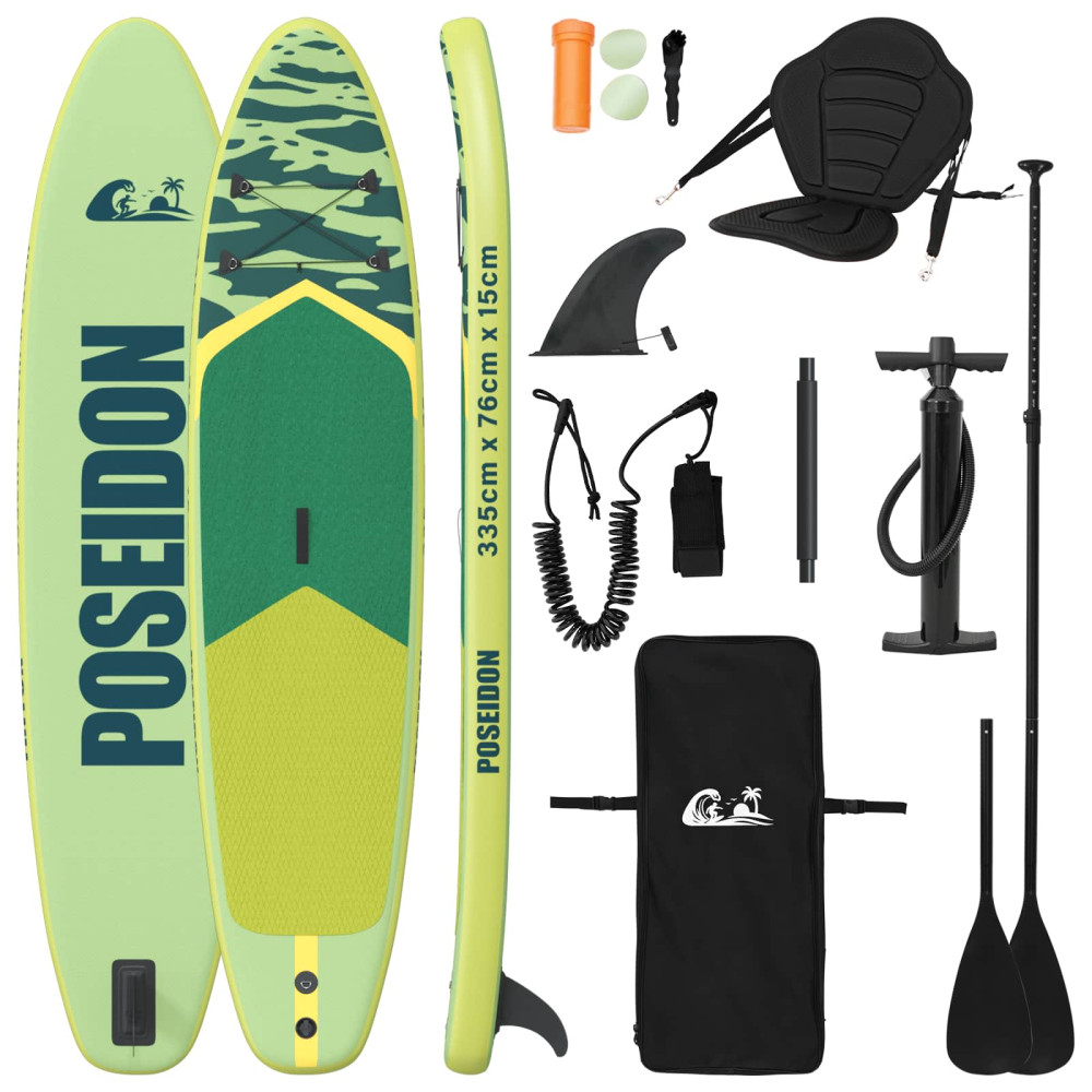 Produktbild för SUP-bräda med sits 2-i-1 POSEIDON 335 x 76 x 15 cm Grön för
