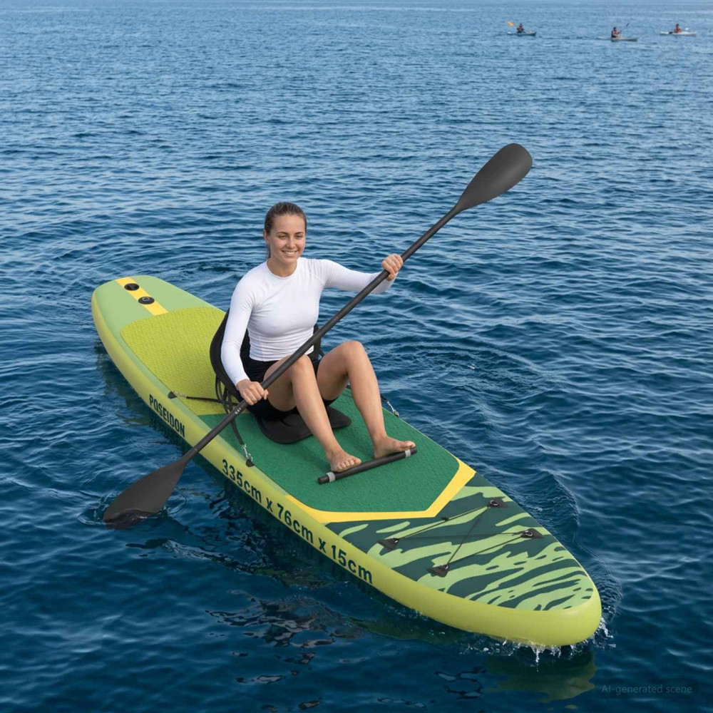 Produktbild för SUP-bräda med sits 2-i-1 POSEIDON 335 x 76 x 15 cm Grön för