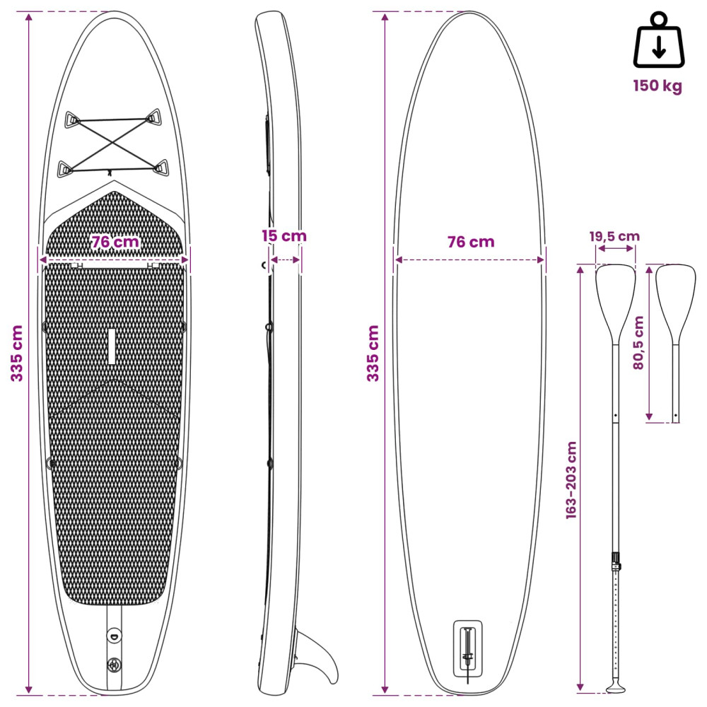 Produktbild för SUP-bräda med sits 2-i-1 POSEIDON 335 x 76 x 15 cm Grön för
