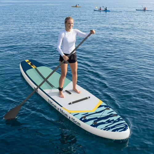 vidaXL SUP-bräda med sits 2-i-1 APEX 335 x 76 x 15 cm Blå för