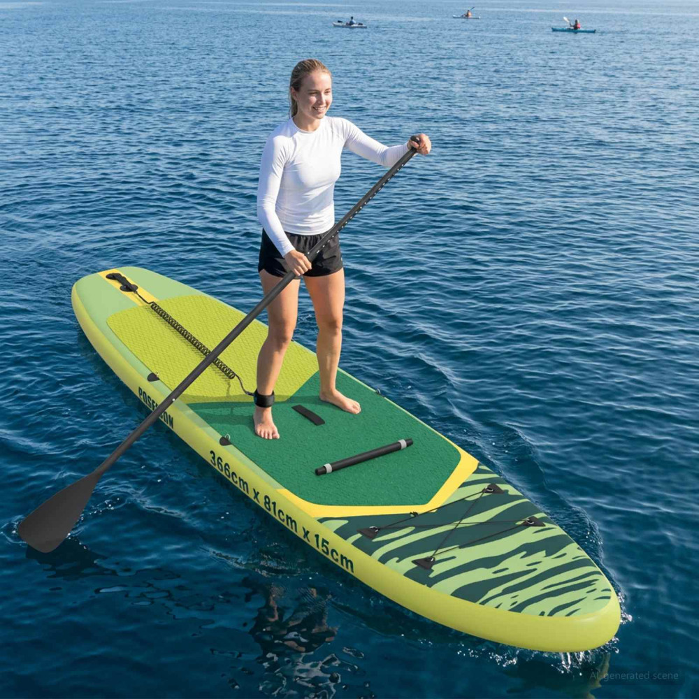 Produktbild för SUP-bräda med sits 2-i-1 POSEIDON 366 x 81 x 15 cm Grön för