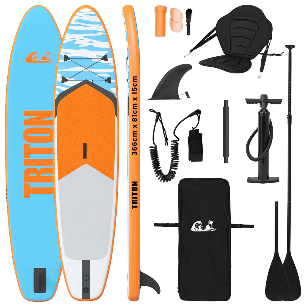 Produktbild för SUP-bräda med sits 2-i-1 TRITON 366 x 81 x 15 cm Blå för
