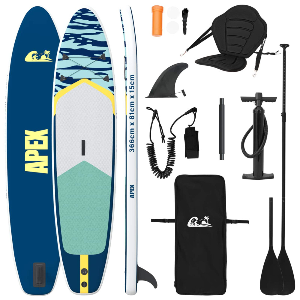 Produktbild för SUP-bräda med sits 2-i-1 APEX 366 x 81 x 15 cm Blå för
