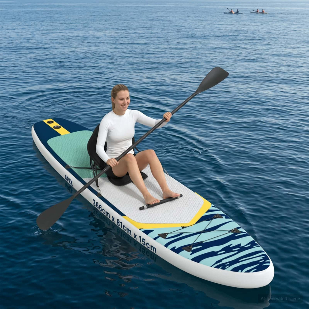 Produktbild för SUP-bräda med sits 2-i-1 APEX 366 x 81 x 15 cm Blå för