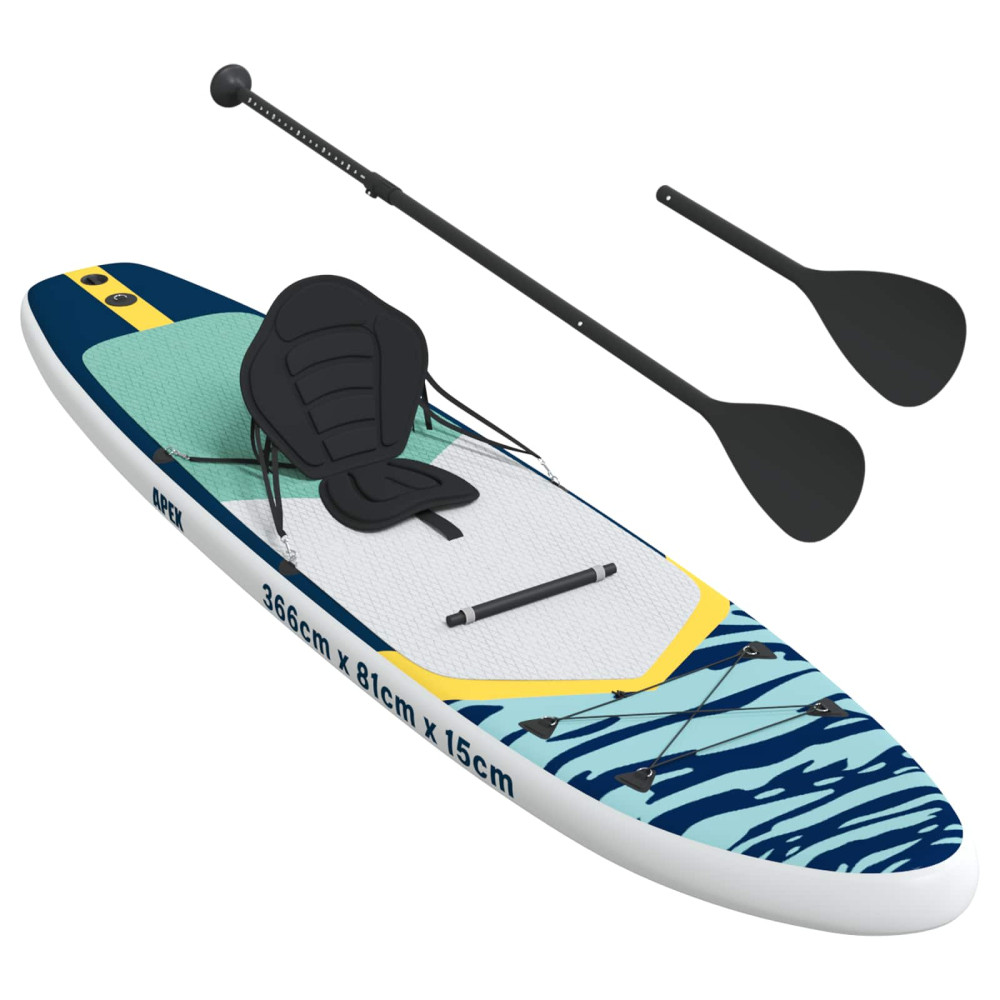 Produktbild för SUP-bräda med sits 2-i-1 APEX 366 x 81 x 15 cm Blå för