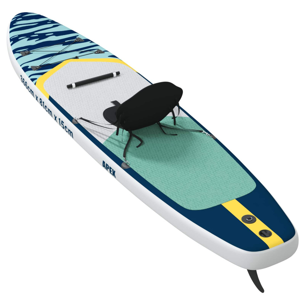 Produktbild för SUP-bräda med sits 2-i-1 APEX 366 x 81 x 15 cm Blå för