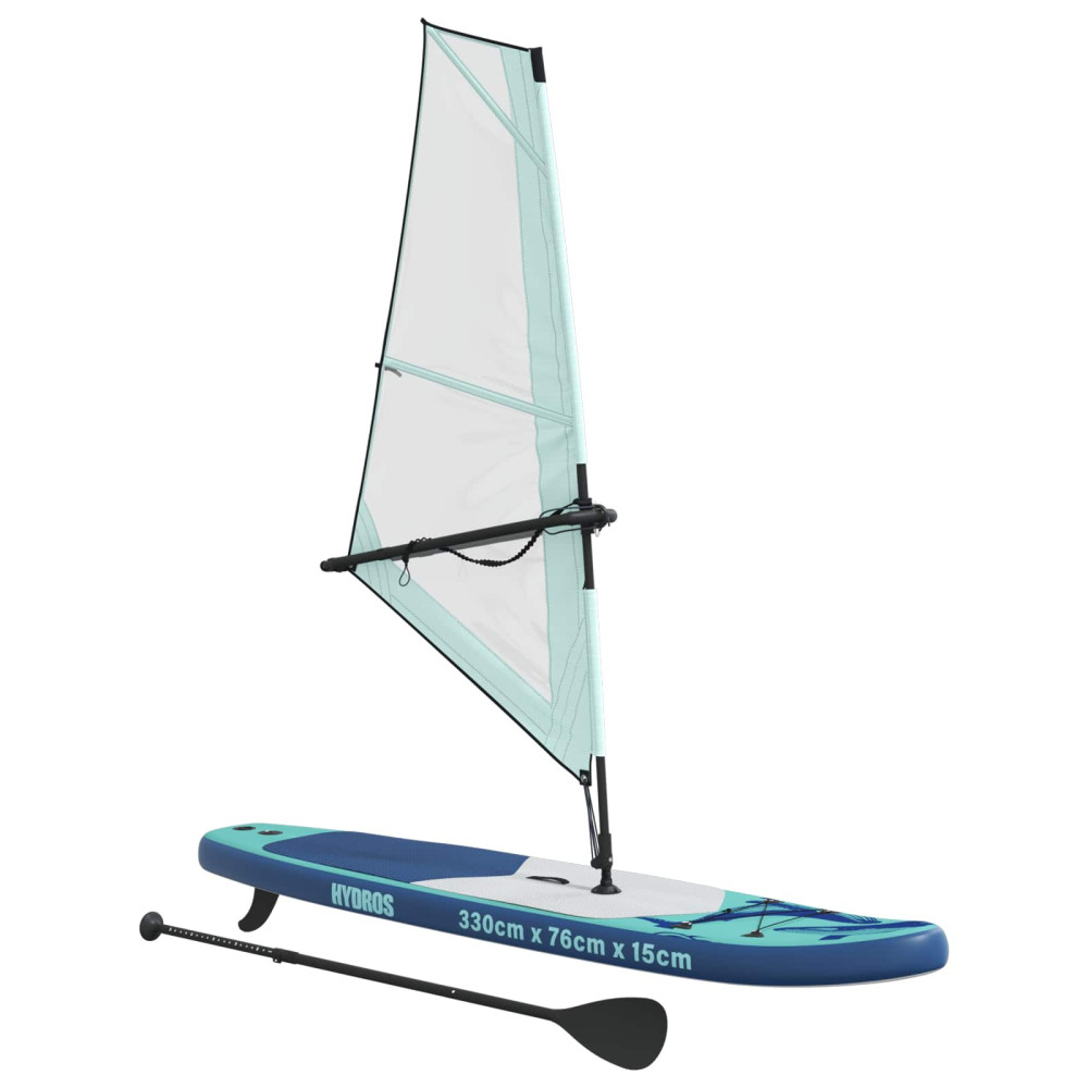 Produktbild för Uppblåsbar SUP-bräda med segel HYDROS 330 x 76 x 15 cm Turkos