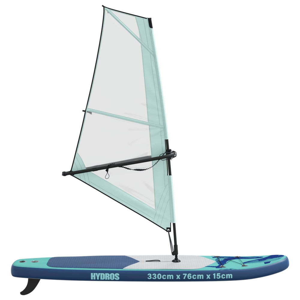 Produktbild för Uppblåsbar SUP-bräda med segel HYDROS 330 x 76 x 15 cm Turkos