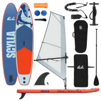 Produktbild för Uppblåsbar SUP-bräda med segel SCYLLA 330 x 76 x 15 cm Blå för