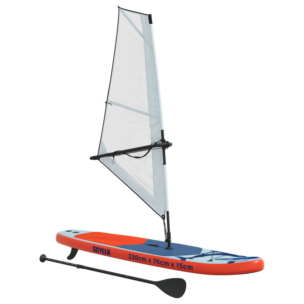 Produktbild för Uppblåsbar SUP-bräda med segel SCYLLA 330 x 76 x 15 cm Blå för