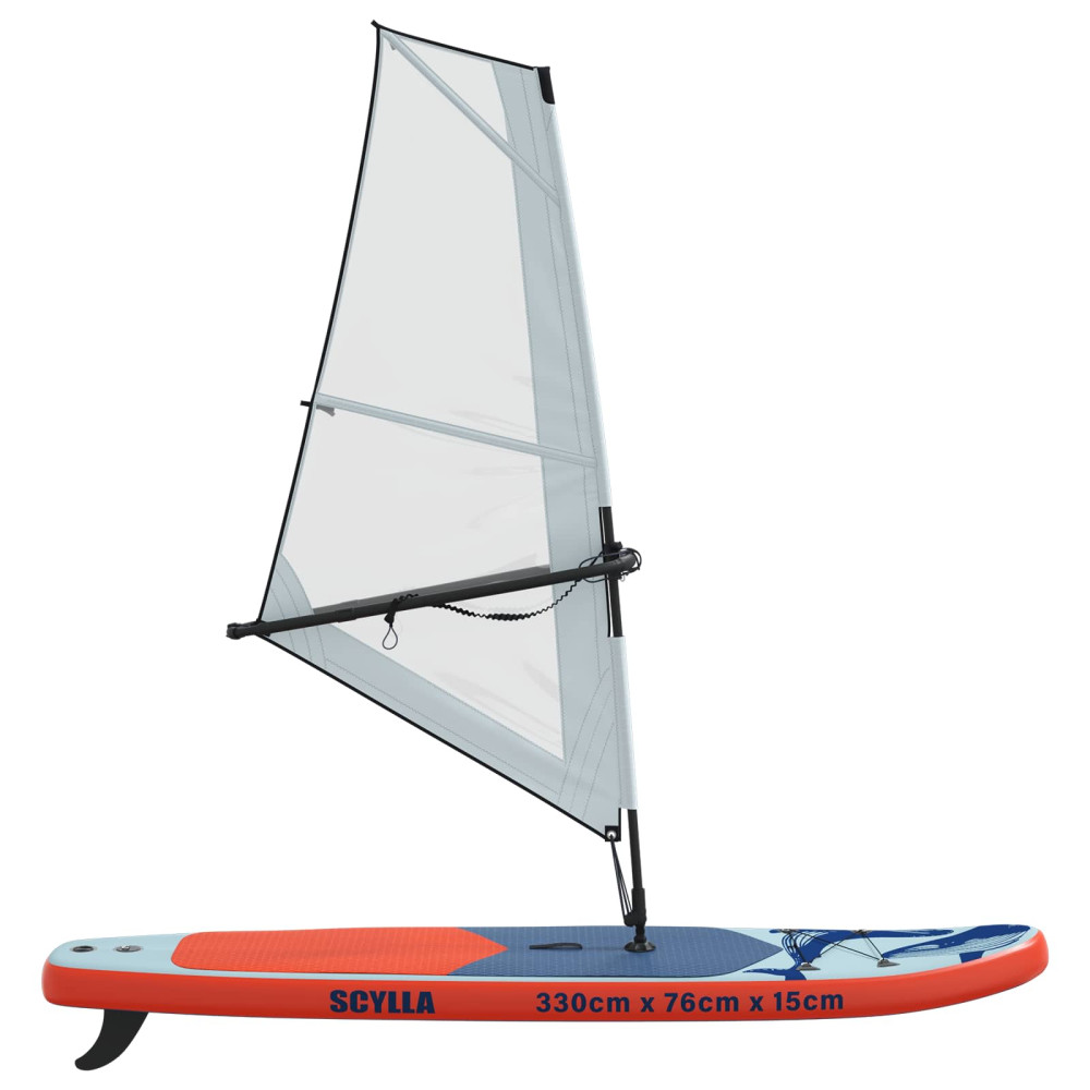 Produktbild för Uppblåsbar SUP-bräda med segel SCYLLA 330 x 76 x 15 cm Blå för