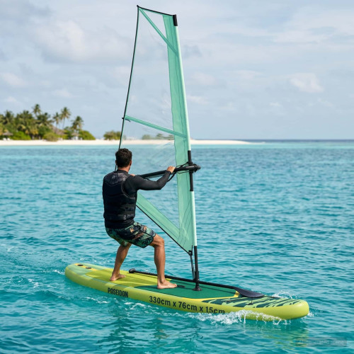vidaXL Uppblåsbar SUP-bräda med segel POSEIDON 330 x 76 x 15 cm Grön