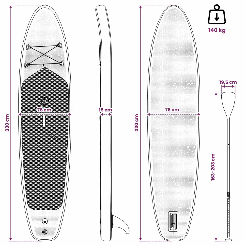 Produktbild för Uppblåsbar SUP-bräda med segel APEX 330 x 76 x 15 cm Blå för
