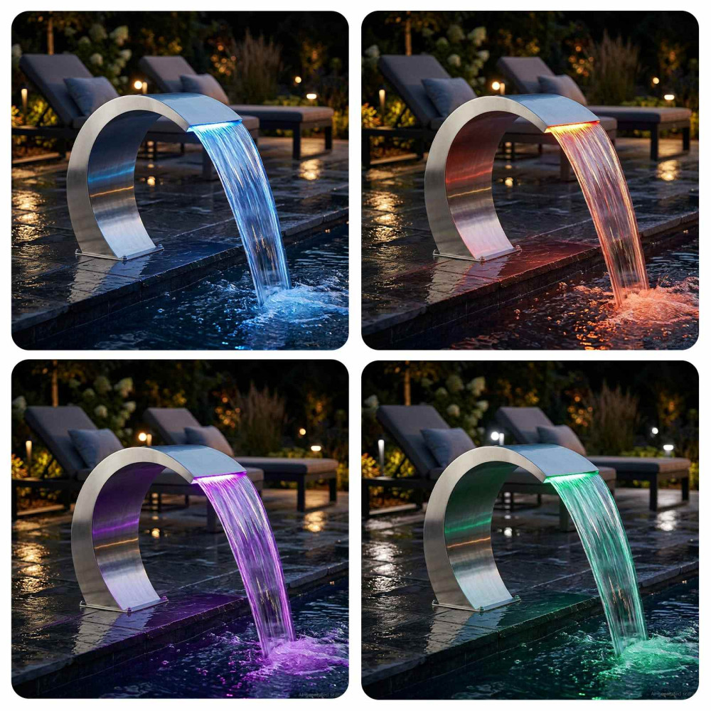 Produktbild för Pool Fontän Silver 61 x 30 x 71 cm Rostfritt stål