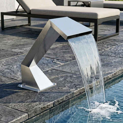 vidaXL Poolfall med RGB LEDs Rostfritt stål 63,5 x 29 x 51 cm Silver