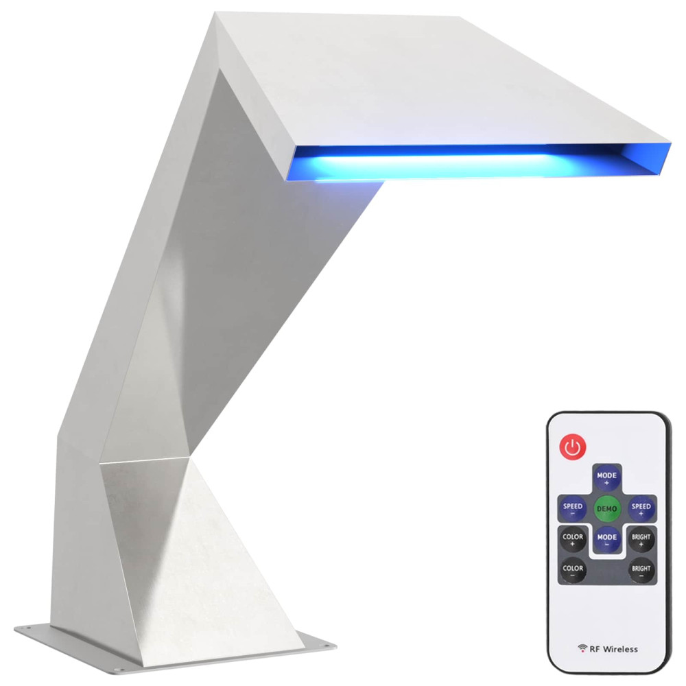 Produktbild för Poolfall med RGB LEDs Rostfritt stål 63,5 x 29 x 51 cm Silver
