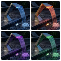 Produktbild för Poolfall med RGB LEDs Rostfritt stål 63,5 x 29 x 51 cm Silver