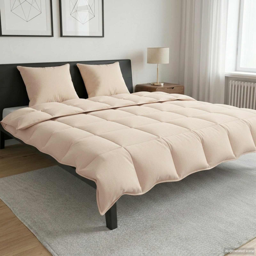 Produktbild för Vintertäcke Beige 240 x 220 cm 100% Naturlig Kapok