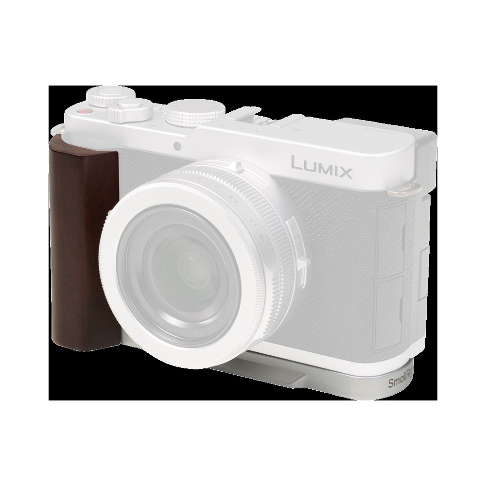 Produktbild för SmallRig 5943 L-Shaped Mount Plate with Wooden Handle for Panasonic LUMIX L10 Silver