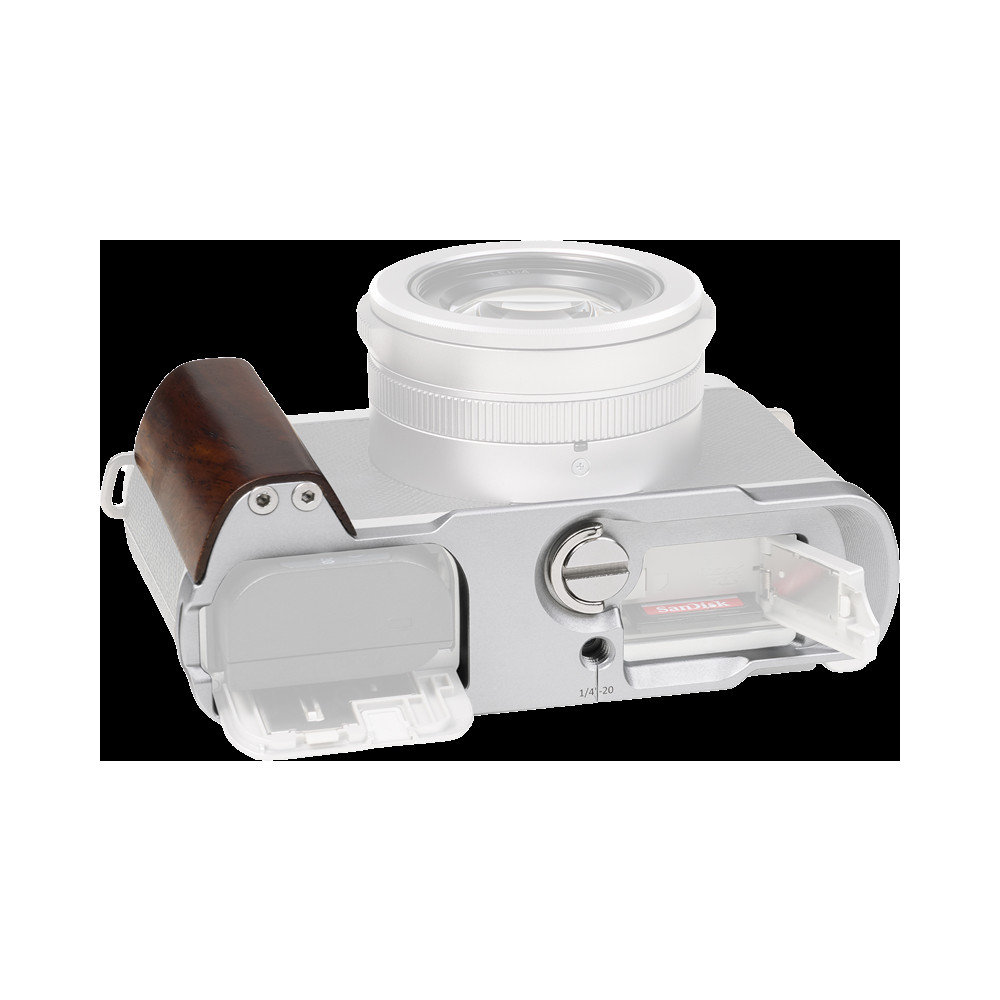 Produktbild för SmallRig 5943 L-Shaped Mount Plate with Wooden Handle for Panasonic LUMIX L10 Silver