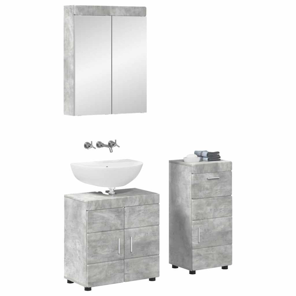 Produktbild för Badrumsmöbelset TULUM 3 pcs Betonggrå 60 x 34 x 63 cm