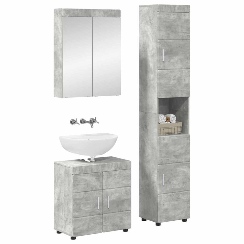 Produktbild för Badrumsmöbelset TULUM 3 pcs Betonggrå 60 x 34 x 63 cm