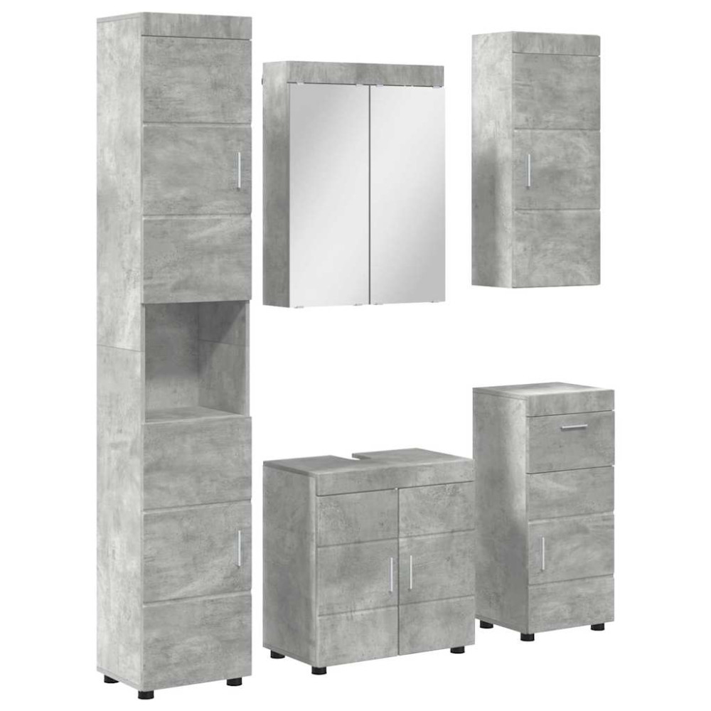 Produktbild för Badrumsmöbelset TULUM 5 pcs Betonggrå 60 x 34 x 63 cm