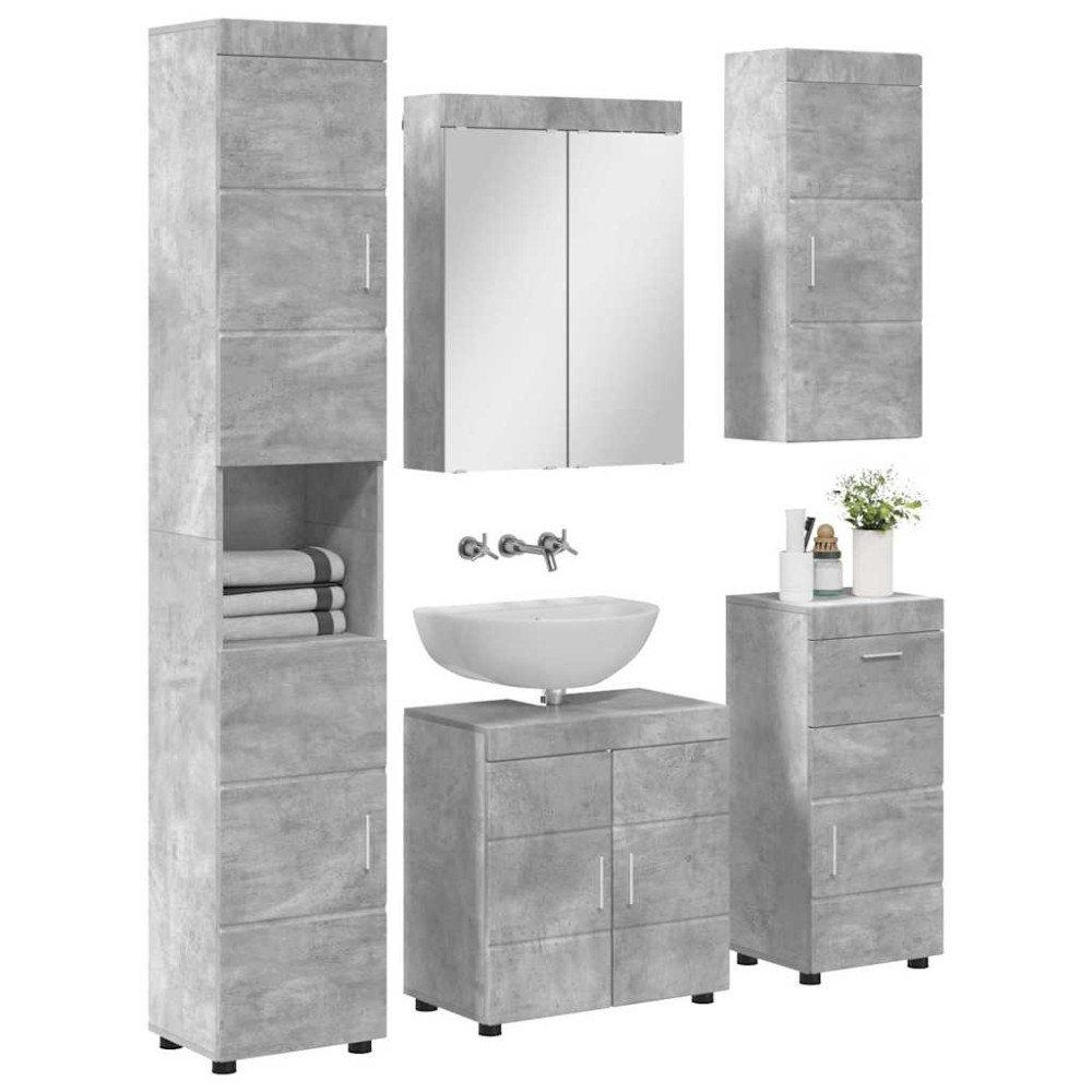 Produktbild för Badrumsmöbelset TULUM 5 pcs Betonggrå 60 x 34 x 63 cm
