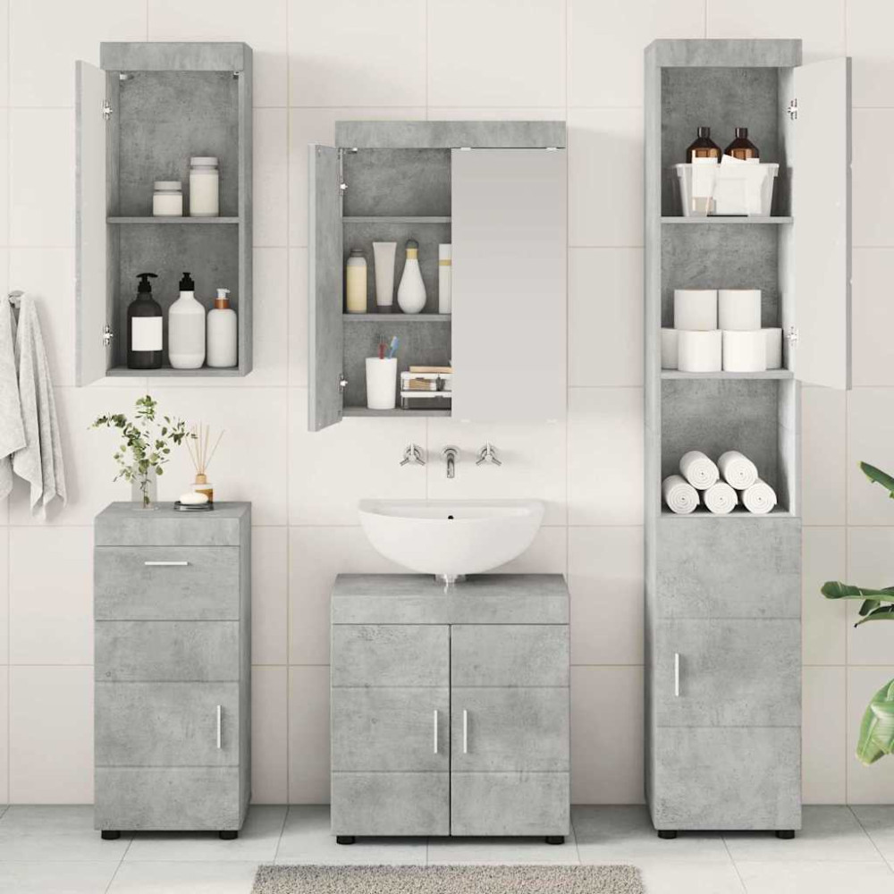 Produktbild för Badrumsmöbelset TULUM 5 pcs Betonggrå 60 x 34 x 63 cm