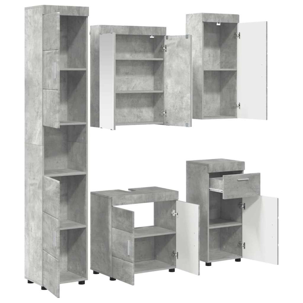 Produktbild för Badrumsmöbelset TULUM 5 pcs Betonggrå 60 x 34 x 63 cm