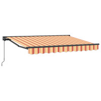 Produktbild för Manuell Utdragbar Markis Gul, Orange och Vit 2,5 x 2 m