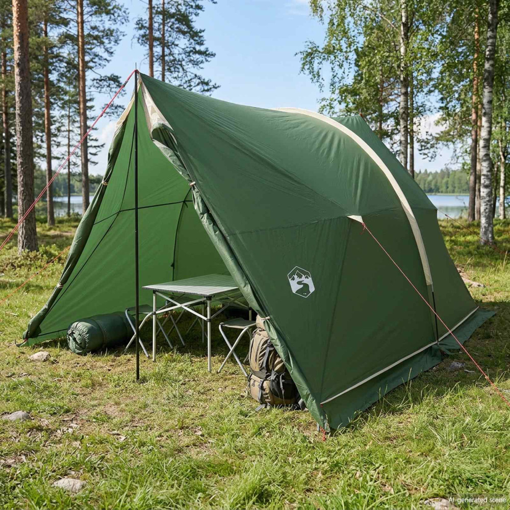 Produktbild för Vattentält person Grön 185T Polyester med PU-beläggning