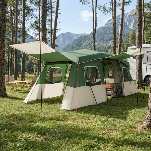 vidaXL 3 person 3-manna Grön 185T Polyester med PU-beläggning