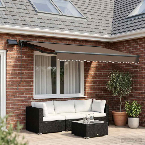 vidaXL Manuell markisram med LED-lampor Taupe 2,5 x 2 m